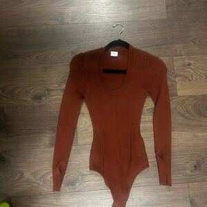 Abercrombie & Fitch Terracotta Ribbed Bodysuit